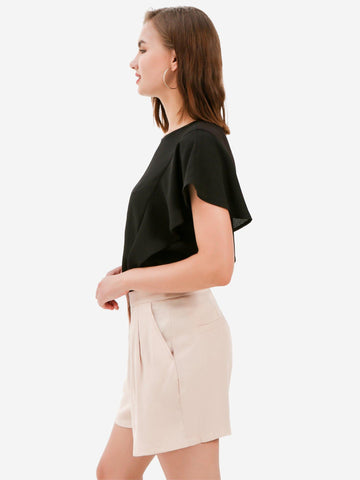 Black Ruffle Sleeves Top - Shopmossrose